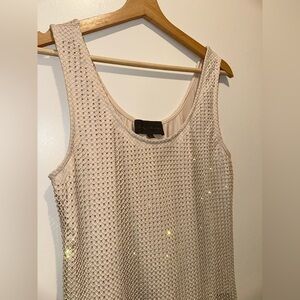 Anthropologie Sunday in Brooklyn Rhinestone Mesh Tank Women’s Size Small Creme